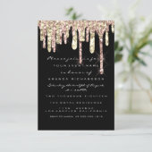 Glitter Drips Roos Gold Black Bridal Sweet 16th Kaart (Staand voorkant)