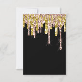 Glitter Drips Roos Gold Black Bridal Sweet 16th Kaart (Achterkant)