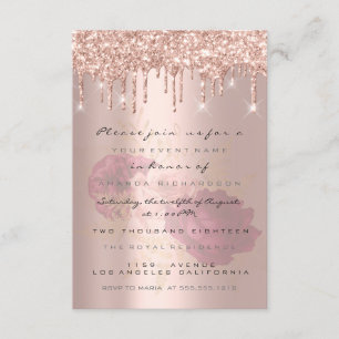 Glitter Drips Roos Gold Bridal Sweet 16th Marsala Kaart