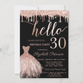 Glitter Drips Roos Gold Dress 30e verjaardag Kaart (Voorkant)