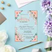 Glitter Drips Roos Gold Floral Sweet 16 Acryl Uitnodigingen (Insitu (Huwelijk))