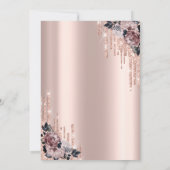 Glitter Drips Roos Gold Floral Sweet 16 Kaart (Achterkant)