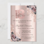 Glitter Drips Roos Gold Flowers 18e verjaardag Kaart (Voorkant)