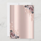 Glitter Drips Roos Gold Flowers 18e verjaardag Kaart (Achterkant)