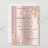 Glitter Drips Roos Gold Lips Bachelorette Party Kaart (Voorkant)