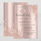Glitter Drips Roos Gold Lips Bachelorette Party Kaart (Voorkant / Achterkant)