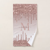 Glitter Drips Roos Gold Monogram Vrouwelijk Script Bad Handdoek (Handdoek)
