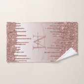 Glitter Drips Roos Gold Monogram Vrouwelijk Script Bad Handdoek (Handdoek)