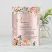 Glitter Drips Roos Gold Rozen op hoge hoogte, gezo Kaart (Staand voorkant)