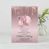 Glitter Drips Roos Gold Sweet 16 zaterdag Kaart (Staand voorkant)