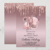 Glitter Drips Roos Gold Sweet 16 zaterdag Kaart (Voorkant / Achterkant)