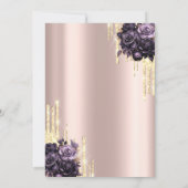 Glitter Drips Roos Goud Paarse Rozen 60e Kaart (Achterkant)