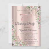 Glitter Drips Roos Gouden Rozen 75e Verjaardag Kaart (Voorkant)