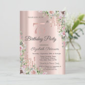 Glitter Drips Roos Gouden Rozen 75e Verjaardag Kaart (Staand voorkant)