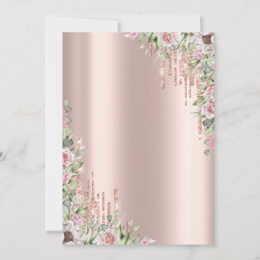 Glitter Drips Roos Gouden Rozen 75e Verjaardag Kaart (Achterkant)