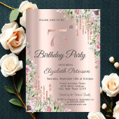 Glitter Drips Roos Gouden Rozen 75e Verjaardag Kaart