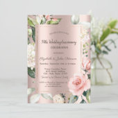 Glitter Drips Roos Gouden Rozen Wedding Jubileum Kaart (Staand voorkant)