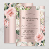 Glitter Drips Roos Gouden Rozen Wedding Jubileum Kaart (Voorkant / Achterkant)