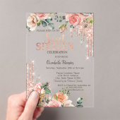 Glitter Drips Rose Gold High Heels Roses Sweet 16 Acryl Uitnodigingen (Insitu (Draagbaar))