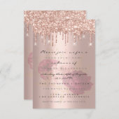Glitter Drips Rose Goud Bruids Sweet 16de Marsala Kaart (Voorkant / Achterkant)