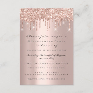 Glitter Drips Roze Bruids Sweet 16th Quinceanera Kaart