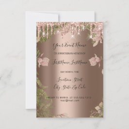 Glitter Drips Roze Bruiloft Bloemen Krans Kaart