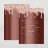 Glitter Drips Roze Bruine Bruiloft Sweet 16de Kaart (Voorkant / Achterkant)