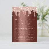 Glitter Drips Roze Bruine Bruiloft Sweet 16e Kaart (Staand voorkant)