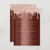 Glitter Drips Roze Bruine Bruiloft Sweet 16th Kaart (Voorkant / Achterkant)