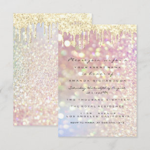 Glitter Drips Roze Goud Bruids Sweet 16 Lux Kaart