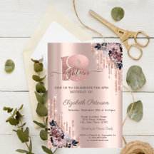 Glitter Drips Roze Gouden Bloemen 18e Verjaardag
