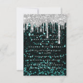 Glitter Drips Silver blauwgroen Bridal Sweet 16tt Kaart (Voorkant)