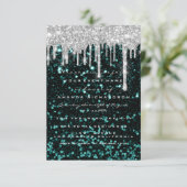 Glitter Drips Silver blauwgroen Bridal Sweet 16tt Kaart (Staand voorkant)