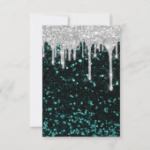 Glitter Drips Silver blauwgroen Bridal Sweet 16tt Kaart (Achterkant)