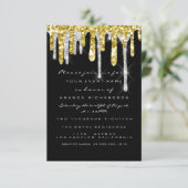 Glitter Drips Silver Gold Black Bridal Sweet 16th Kaart (Staand voorkant)