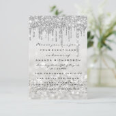 Glitter Drips Silver Grey Bridal Sweet 16th Kaart (Staand voorkant)