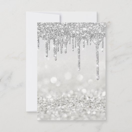 Glitter Drips Silver Grey Bridal Sweet 16th Kaart (Achterkant)