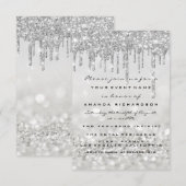 Glitter Drips Silver Grey Bridal Sweet 16th Kaart (Voorkant / Achterkant)
