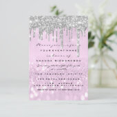 Glitter Drips Silver Paars Bridal Sweet 16th Kaart (Staand voorkant)