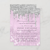 Glitter Drips Silver Paars Bridal Sweet 16th Kaart (Voorkant / Achterkant)