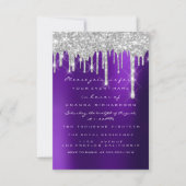 Glitter Drips Silver Paars Bridal Sweet 16th Kaart (Voorkant)