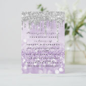 Glitter Drips Silver Paars Bridal Sweet 16th Kaart (Staand voorkant)