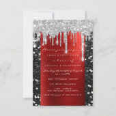 Glitter Drips Silver Red Black Bridal Sweet 16th Kaart (Voorkant)