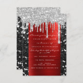 Glitter Drips Silver Red Black Bridal Sweet 16th Kaart (Voorkant / Achterkant)