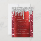 Glitter Drips Silver Red Ruby Bridal Sweet 16th Kaart (Voorkant)