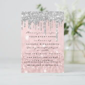 Glitter Drips Silver Roos Bridal Sweet 16th Kaart (Staand voorkant)