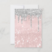 Glitter Drips Silver Roos Bridal Sweet 16th Kaart (Achterkant)