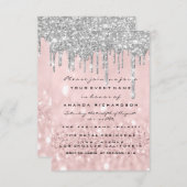 Glitter Drips Silver Roos Bridal Sweet 16th Kaart (Voorkant / Achterkant)