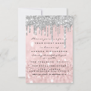Glitter Drips Silver Roos Bridal Sweet 16th Kaart