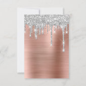 Glitter Drips Silver Roos Gold Bridal Sweet 16th Kaart (Achterkant)
